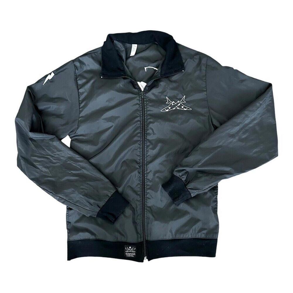 Caviar Cartel Mens Windbreaker Black Collared Full Zip M